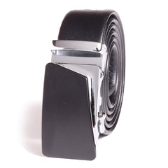 Men's Smart Ratchet No Holes Automatic Buckle Belt in Silver & Black Color