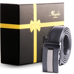 Amedeo Exclusive Men’s Gunmetal Black Ratchet Belt – Automatic No-Hole Buckle | Adjustable 26”–52”