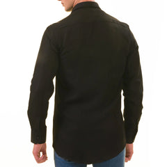 Black Luxury Men's Tailor Fit Button Up European Made Linen Shirts