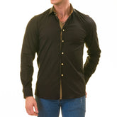 Black with inside Gold Men's Slim Fit Designer Shirt - Tailored Cotton Shirts for Work and Casual Wear