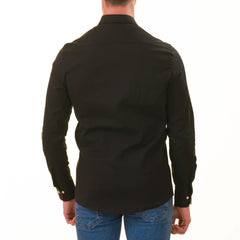 Black with inside Gold Men's Slim Fit Designer Shirt - Tailored Cotton Shirts for Work and Casual Wear