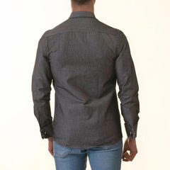 Gray inside Tropical Printed Mens Slim Fit Designer French Cuff Shirt - tailored Cotton Shirts for Work and Casual Wear