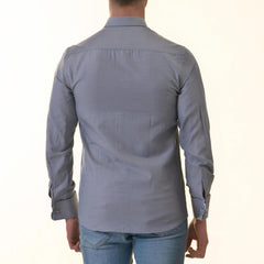 Grayish inside Floral Mens Slim Fit Designer French CuffShirt - tailored Cotton Shirts for Work and Casual Wear