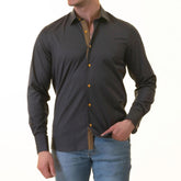 Black inside honeycomb Mens Slim Fit Designer French Cuff Shirt - tailored Cotton Shirts for Work and Casual Wear