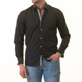 Black insideCheckered Mens Slim Fit Designer French Cuff Shirt
