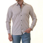 White Polka Dot Printed Mens Slim Fit Designer French Cuff Shirt