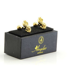 Gold Mens Stainless Steel Dollar Signs Cufflinks for Shirt with Box - Hand Crafted Perfect Gift