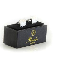 Silver Mens Stainless Steel Squares Cufflinks for Shirt with Box - Hand Crafted Perfect Gift