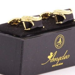 Gold & Black Mens Stainless Steel Square Cufflinks for Shirt with Box - Hand Crafted Perfect Gift