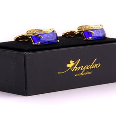 Orange Diamond Mens Stainless Steel Flies Cufflinks for Shirt with Box - Hand Crafted Perfect Gift