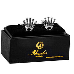 Silver Crowns Mens Stainless Steel Square Cufflinks for Shirt with Box - Hand Crafted Perfect Gift