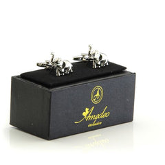 Silver Mens Stainless Steel Elephants Cufflinks for Shirt with Box - Hand Crafted Perfect Gift