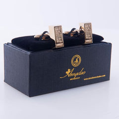 Gold Mens Stainless Steel Bar Cufflinks for Shirt with Box - Hand Crafted Perfect Gift