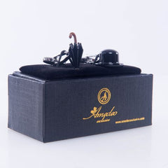 Silver with Black Mens Stainless Steel Chaplin Cufflinks for Shirt with Box - Hand Crafted Perfect Gift