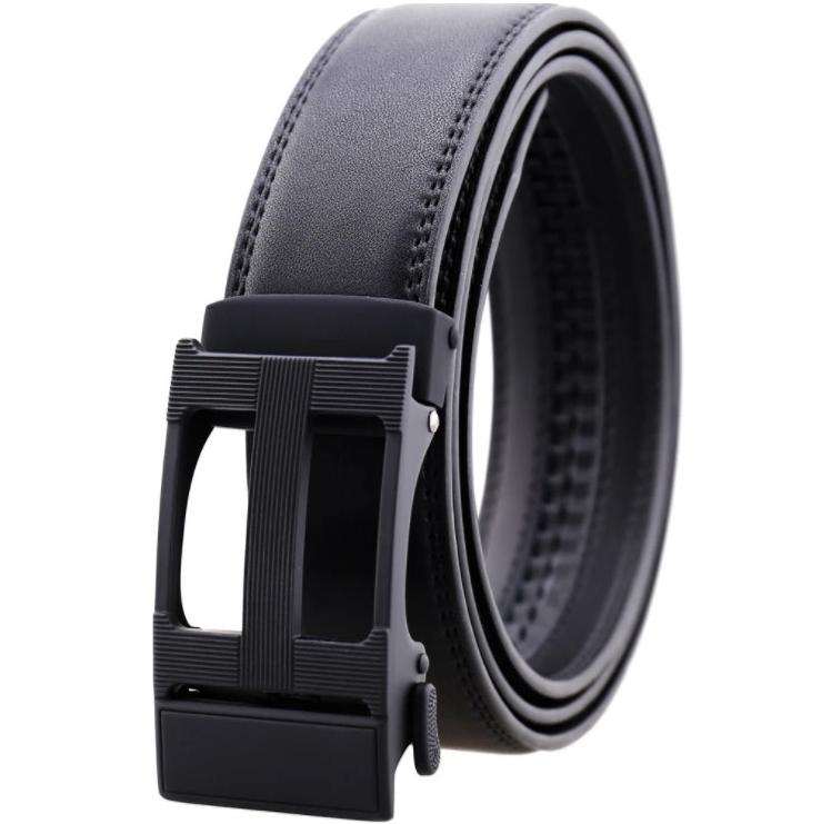 Amedeo Exclusive Men's Black Belt Black Buckle Leather - Amedeo Exclusive