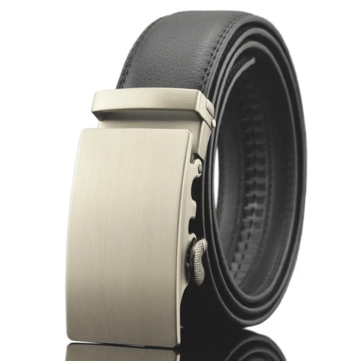 Amedeo Exclusive Men's Black Belt Silver Buckle Leather - Amedeo Exclusive