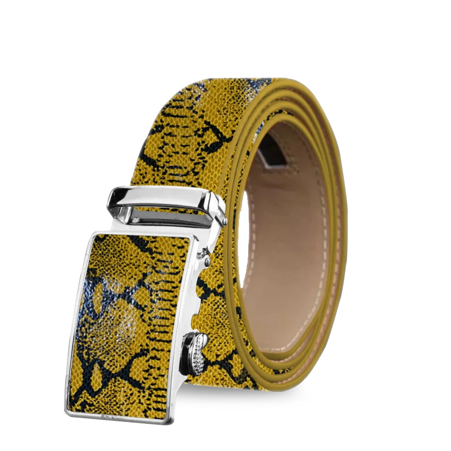 Men's Genuine Leather Smart Ratchet Automatic Belt Perfect Fit No holes! Tan - Amedeo Exclusive