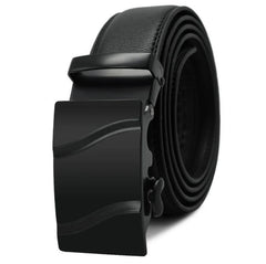 Amedeo Exclusive Men's Black Belt Black Matte Buckle Standard Leather - Amedeo Exclusive
