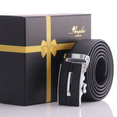 Men's Smart Ratchet No Holes Automatic Buckle Belt in Silver & Black Color - Amedeo Exclusive