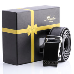 Men's Stainless Steel Black Belt with Black with Silver Check Buckle - Amedeo Exclusive