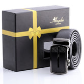 Men's Smart Ratchet No Holes Automatic Buckle Belt in Black & Gun Metal Color - Amedeo Exclusive