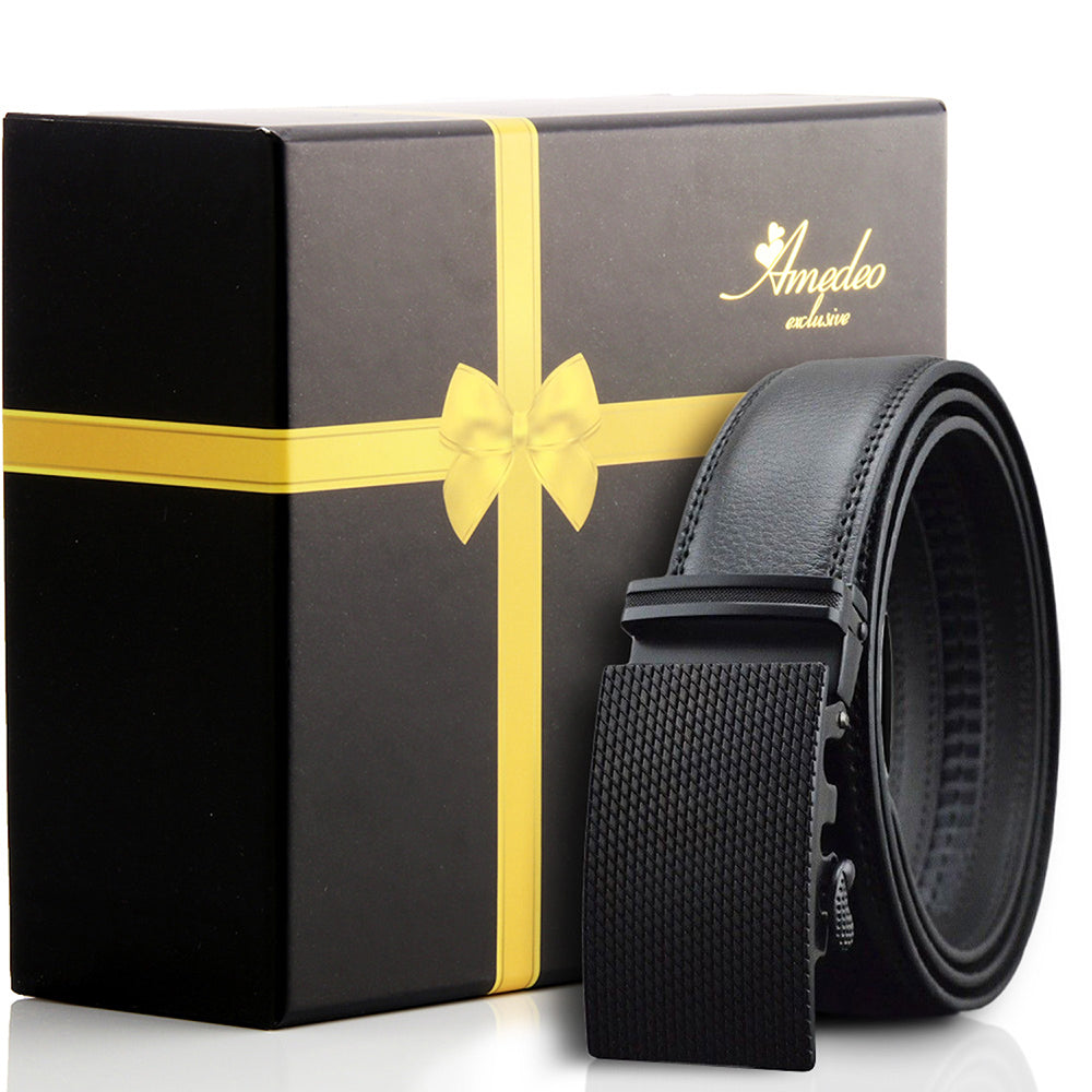 Men's Stainless Steel Black Belt with Black Buckle - Amedeo Exclusive