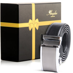 Men's Stainless Steel Black Belt with Black Buckle - Amedeo Exclusive