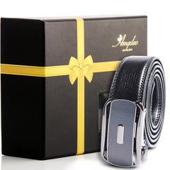 Men's Stainless Steel Belt with Silver & Black Buckle - Amedeo Exclusive