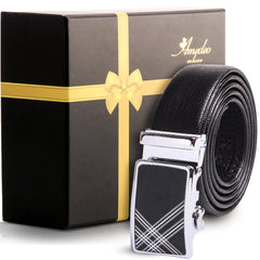 Men's Stainless Steel Black Belt with Silver & Black Buckle - Amedeo Exclusive