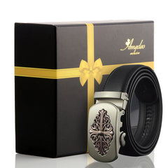 Men's Stainless Steel Black Belt with Silver Buckle - Amedeo Exclusive