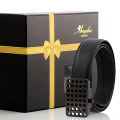 Men's Stainless Steel Black Belt with Black Buckle - Amedeo Exclusive
