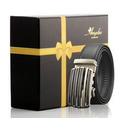 Men's Stainless Steel Black Belt with Silver & Black Buckle - Amedeo Exclusive