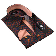 Black Blue Orange Mens Slim Fit Designer Dress Shirt - tailored Cotton Shirts for Work and Casual Wear - Amedeo Exclusive