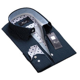 Blue Dots Mens Slim Fit Designer Dress Shirt - tailored Cotton Shirts for Work and Casual Wear - Amedeo Exclusive