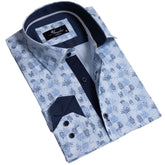 Light Blue Floral Mens Slim Fit Designer Dress Shirt - tailored Cotton Shirts for Work and Casual Wear