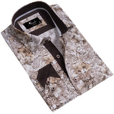 Beige Mens Slim Fit Designer Dress Shirt - tailored Cotton Shirts for Work and Casual Wear