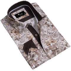 Beige Mens Slim Fit Designer Dress Shirt - tailored Cotton Shirts for Work and Casual Wear