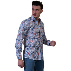 Blue Mens Slim Fit Designer Dress Shirt - tailored Cotton Shirts for Work and Casual Wear