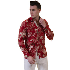 Dark Red Mens Slim Fit Designer Dress Shirt - tailored Cotton Shirts for Work and Casual Wear