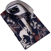 Floral Mens Slim Fit Designer Dress Shirt - tailored Cotton Shirts for Work and Casual Wear