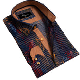 Brown Floral Mens Slim Fit Designer Dress Shirt - tailored Cotton Shirts for Work and Casual Wear