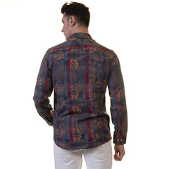 Brown Floral Mens Slim Fit Designer Dress Shirt - tailored Cotton Shirts for Work and Casual Wear