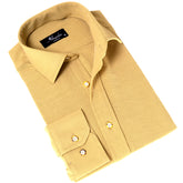 Mustard Colored Luxury Men's Tailor Fit Button Up European Made Linen Shirts