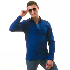 Royal Blue Luxury Men's Tailor Fit Button Up European Made Linen Shirts