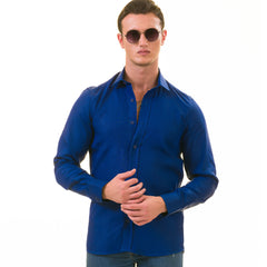 Royal Blue Luxury Men's Tailor Fit Button Up European Made Linen Shirts