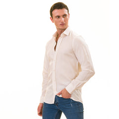 Off-White Luxury Men's Tailor Fit Button Up European Made Linen Shirts
