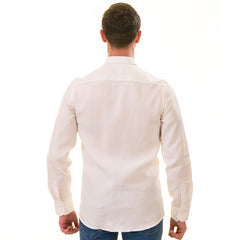 Off-White Luxury Men's Tailor Fit Button Up European Made Linen Shirts