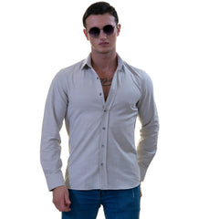Light Gray Luxury Men's Tailor Fit Button Up European Made Linen Shirts