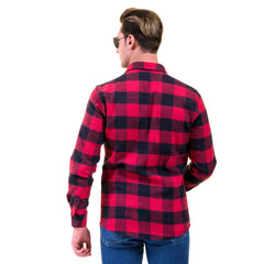 Red Black Check Mens Slim Fit Designer Dress Shirt - tailored Cotton Shirts for Work and Casual Wear