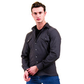 Solid Grey Mens Slim Fit Designer Dress Shirt - tailored Cotton Shirts for Work and Casual Wear